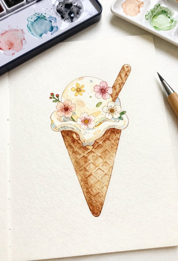 floral painted ice cream