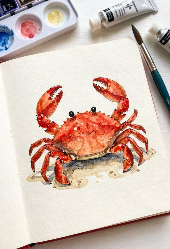 joyful crab on sand