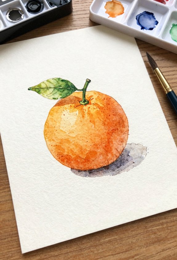 juicy orange with leaf