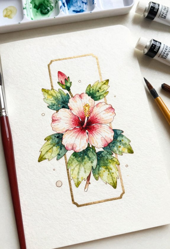mini hibiscus bookmark design