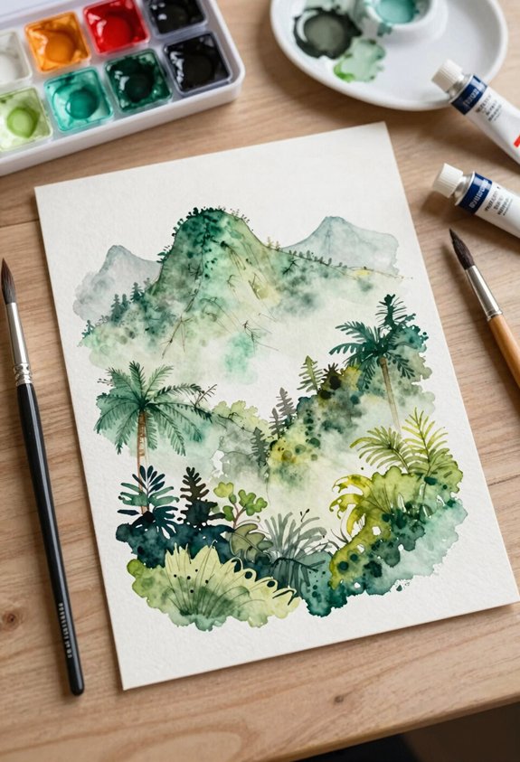 misty green mountain layers