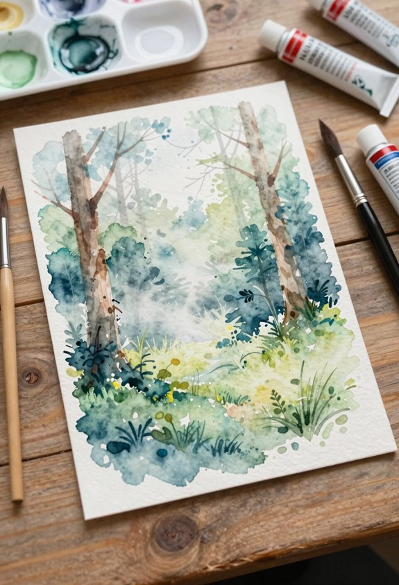 misty summer forest scene