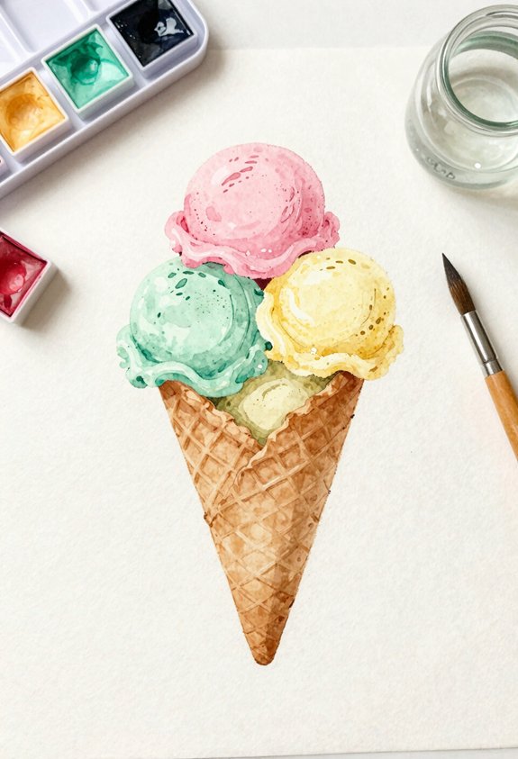pastel ice cream cones