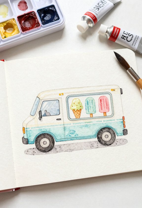 pastel shapes and ice cream