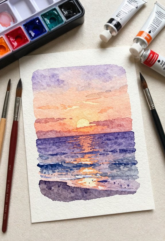 peach purple ocean reflection