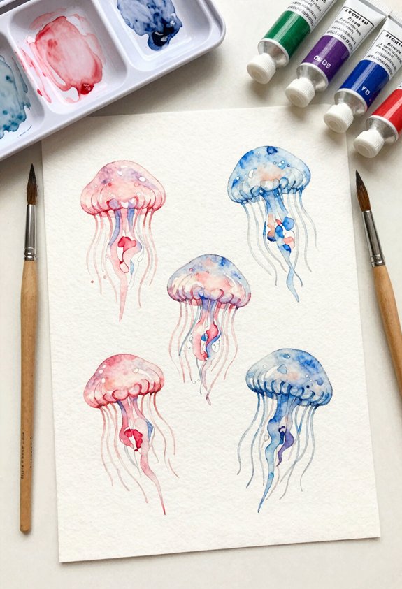 pink and blue jellyfish