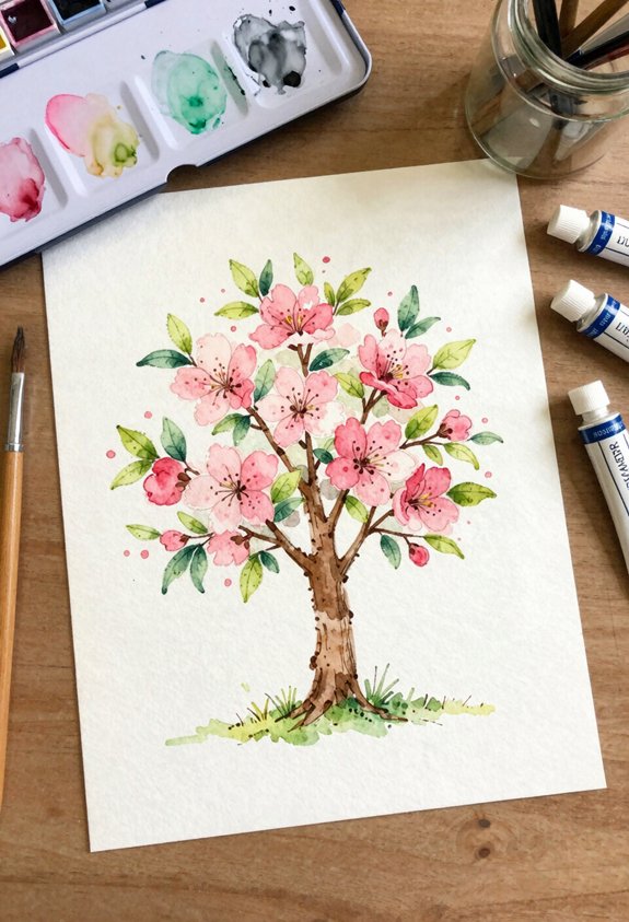 pink blossoms sway gently