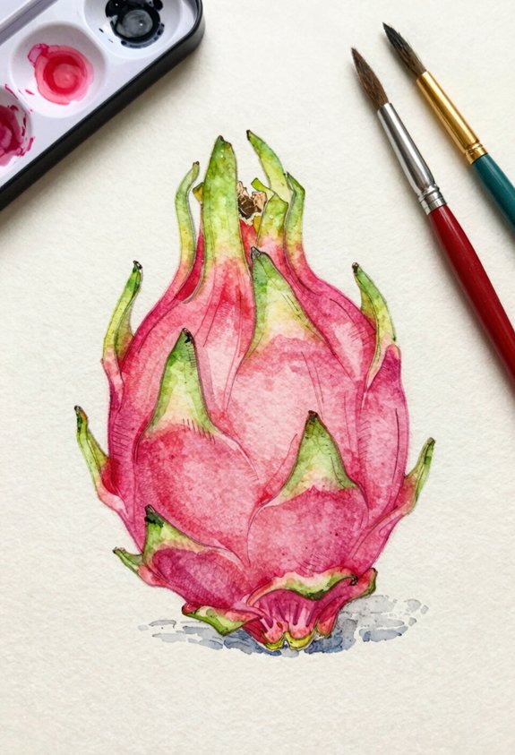 pink dragon fruit painting