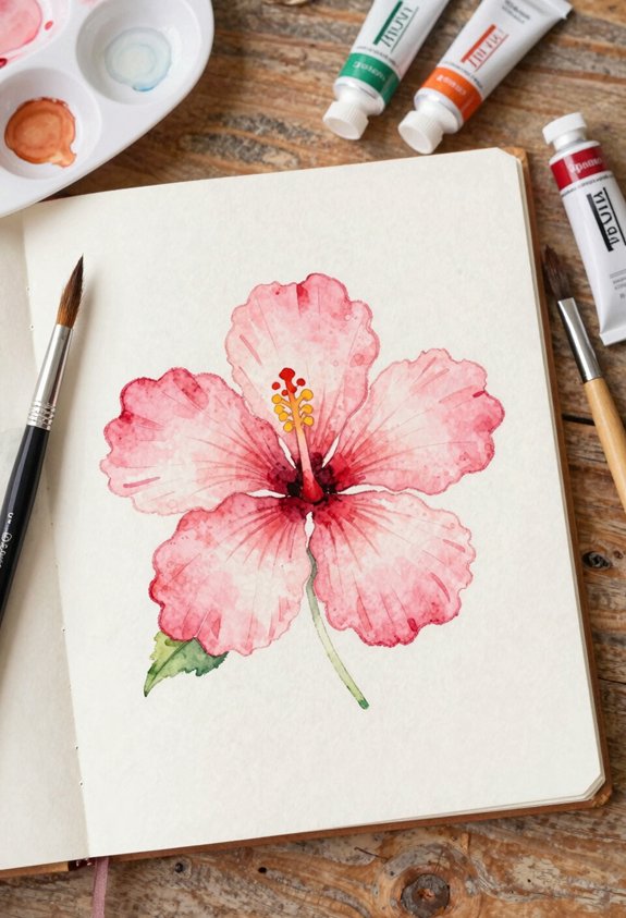 pink hibiscus five petals