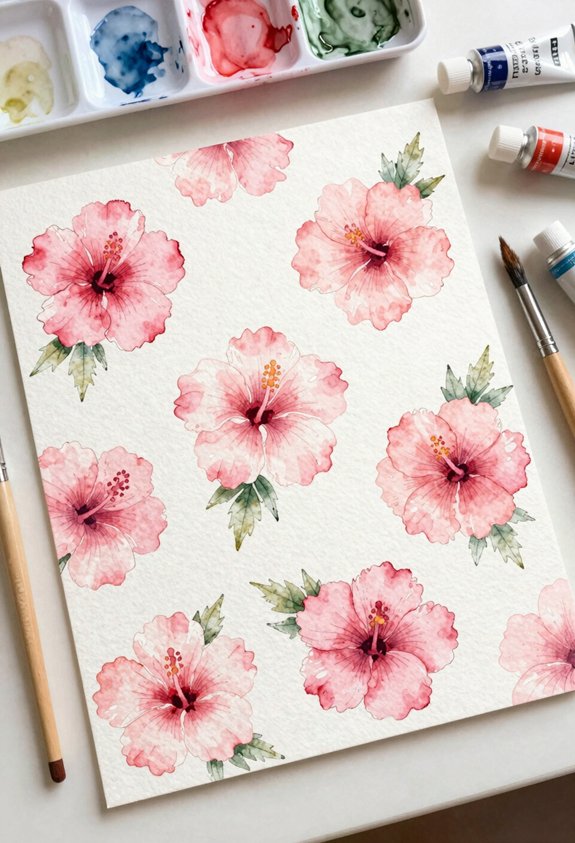 pink hibiscus summer pattern