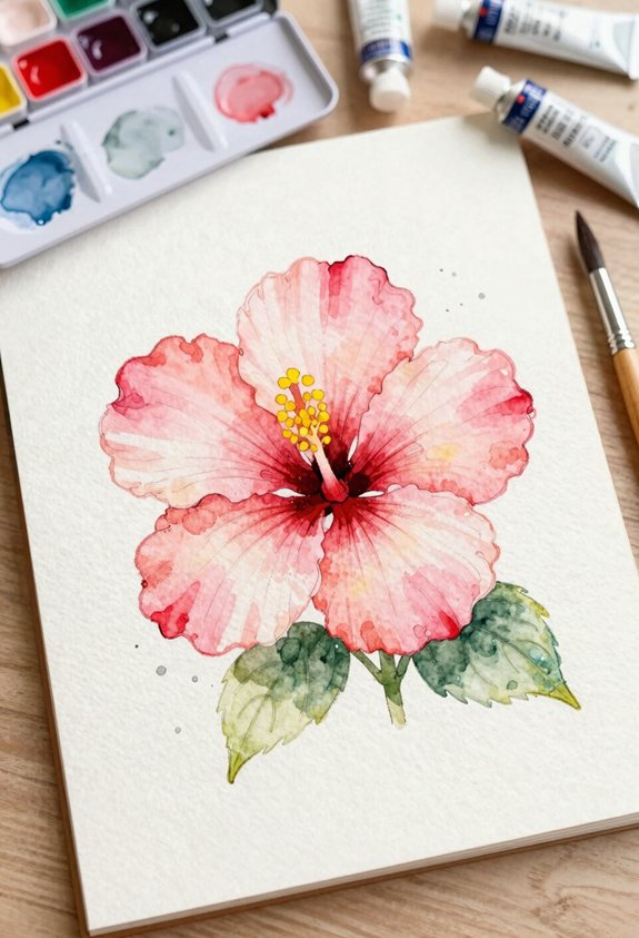 pink hibiscus with yellow center