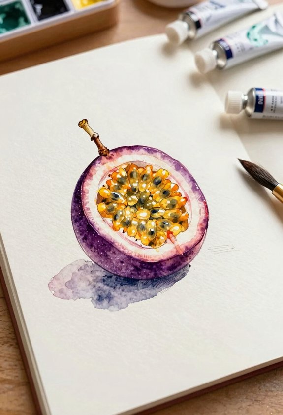 purple passion fruit watercolor