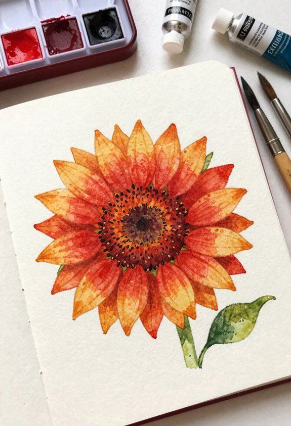 red sunflower with warm petals