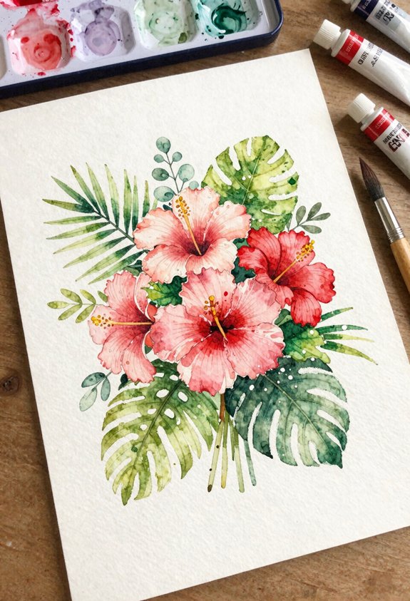 relaxed tropical floral arrangement