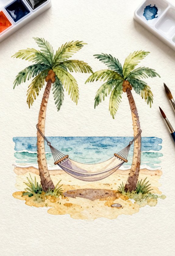 relaxing beach hammock scene