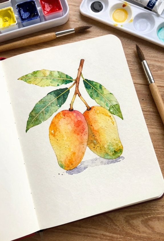 ripe mango on branch