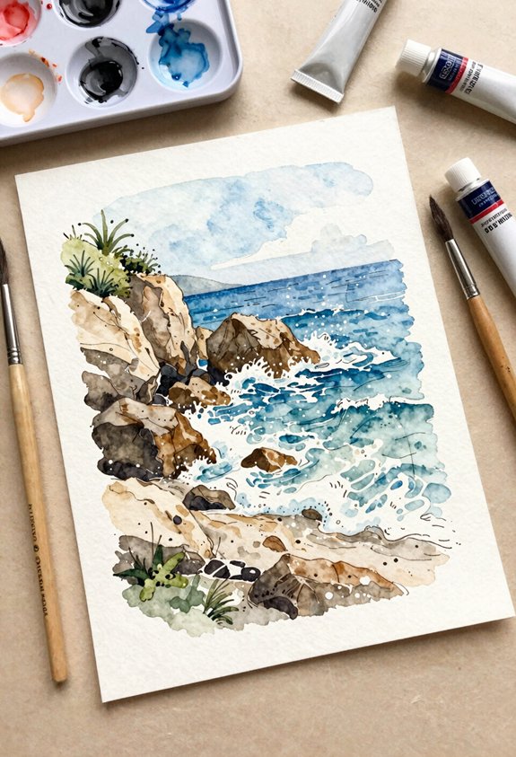 rugged coast splashing waves