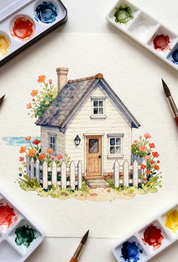 seaside cottage with flowers