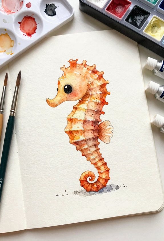 small orange seahorse
