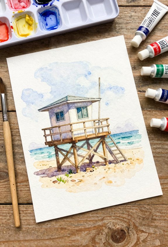 small seaside lifeguard station