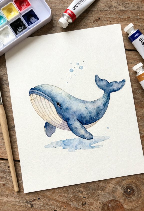 smiling whale with spray