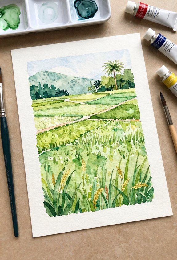 soft green rice stripes