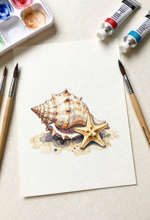 starfish adorns conch shell