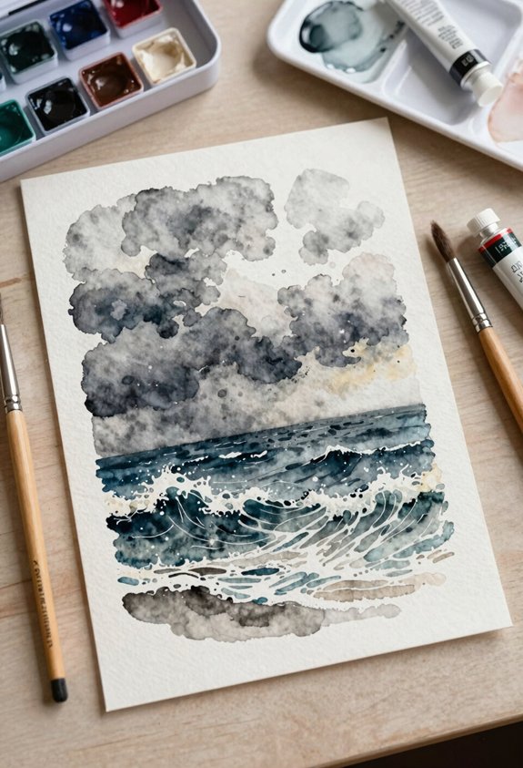 stormy ocean with dark clouds