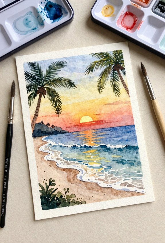 sun sea palm silhouette