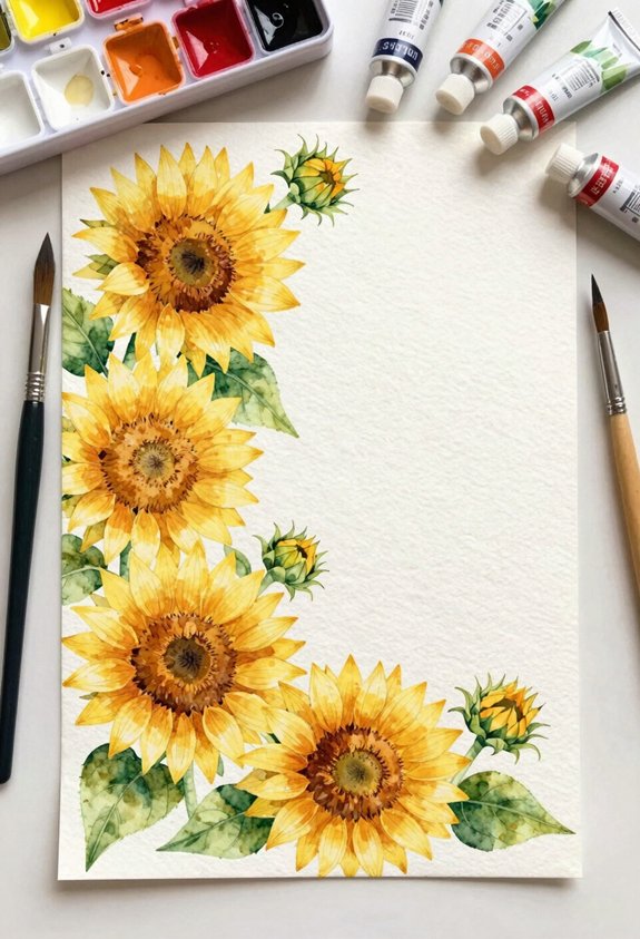 sunflower corner border design