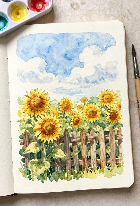 sunflowers under blue sky