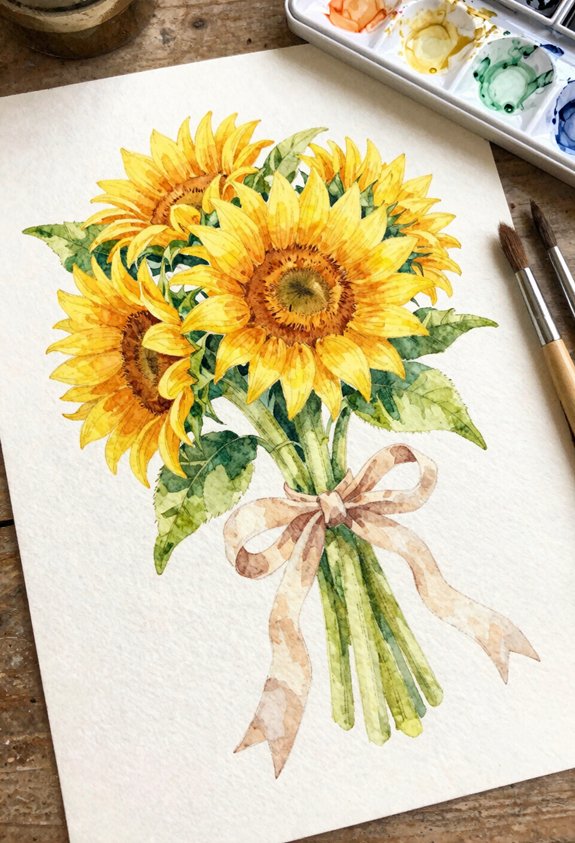 sunflowers with soft ribbon
