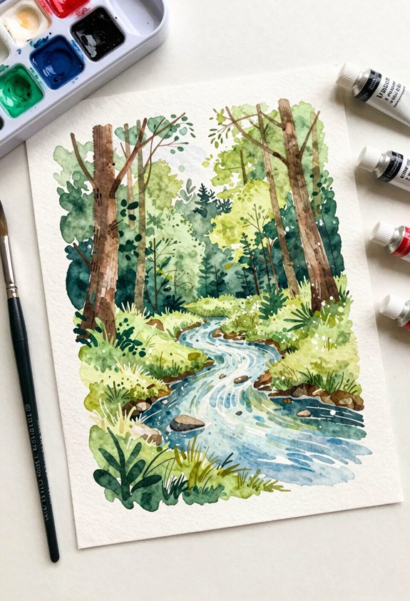 sunlit creek among trees