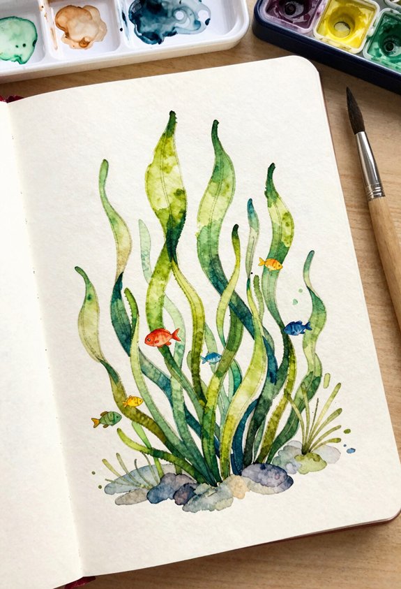 swaying kelp with fish