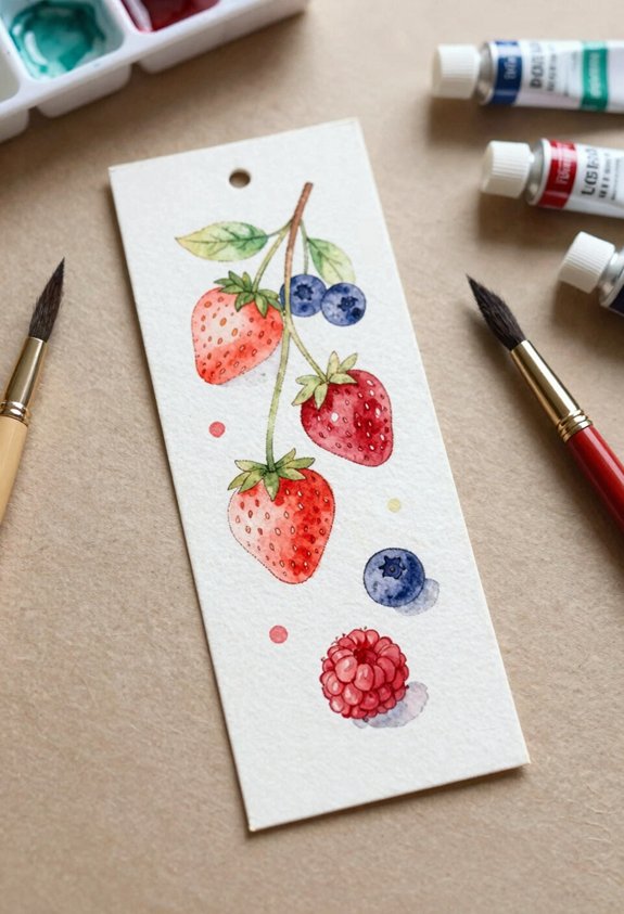 tiny berry watercolor bookmarks