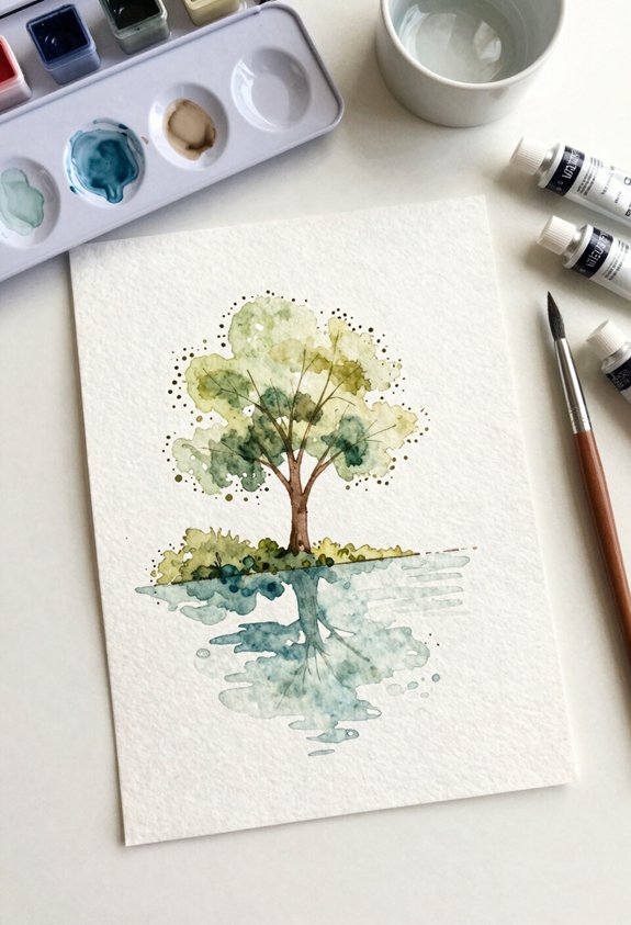 tree by calm lake