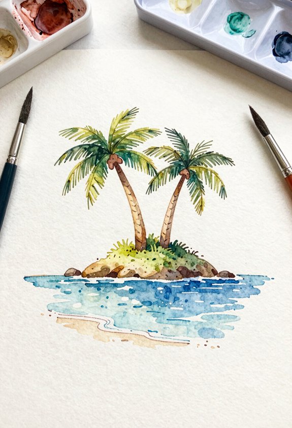 tropical island with palms