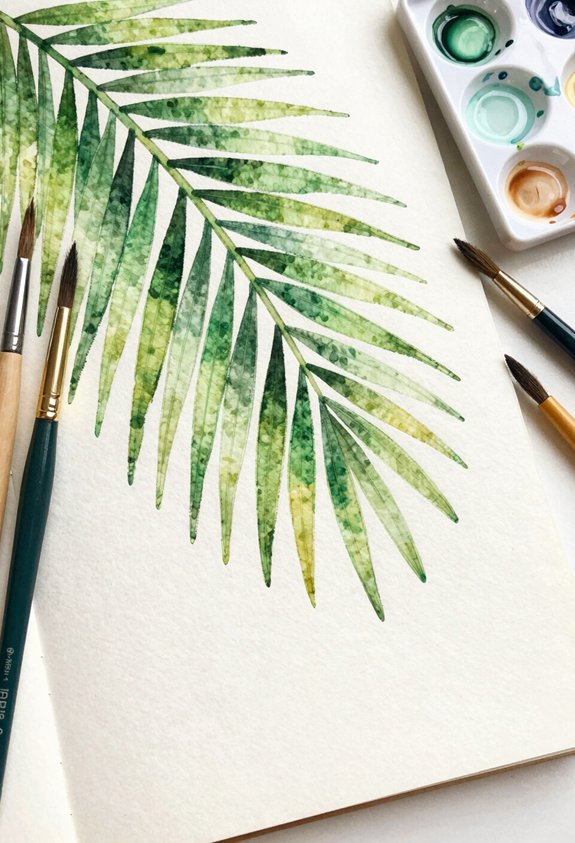 tropical watercolor leaf accents