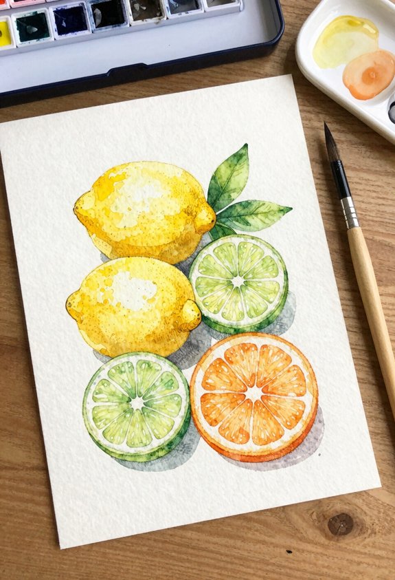 vibrant citrus watercolor slices
