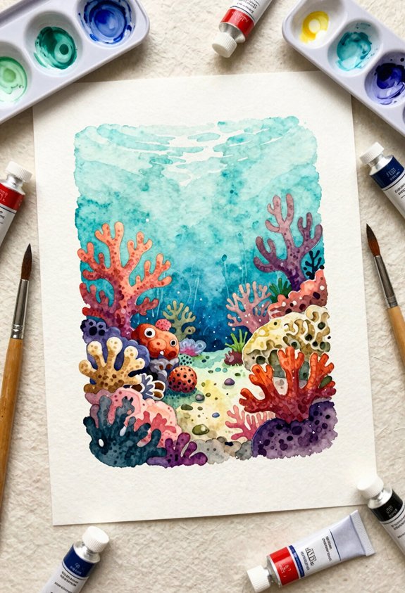 vibrant coral reef scene