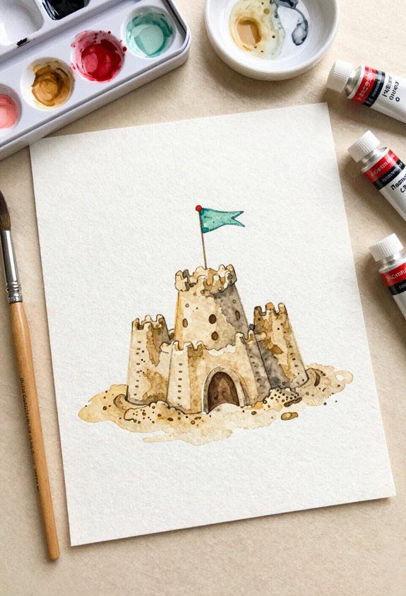 vibrant sandy castle flags
