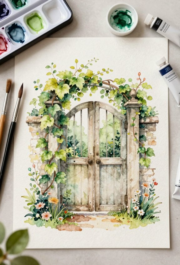 vine covered garden gate