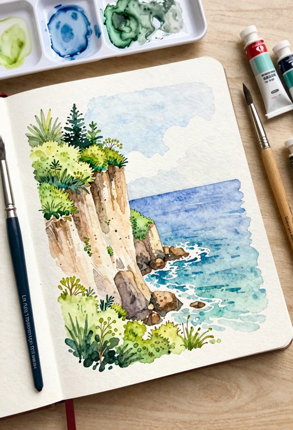 vivid coastal cliff scene