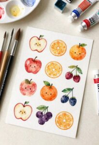 watercolor fruit sticker collection