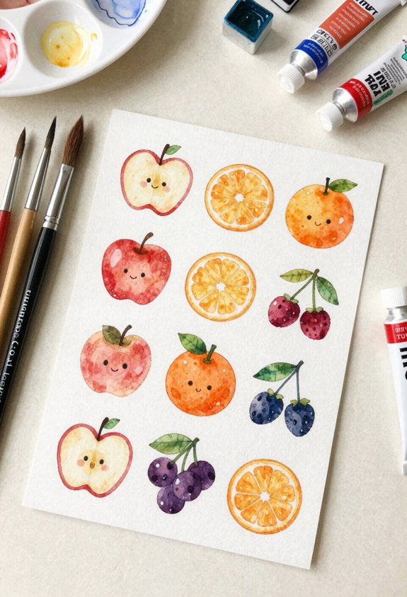 watercolor fruit sticker collection