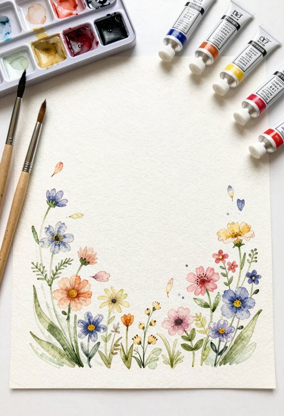 wildflower border with petals