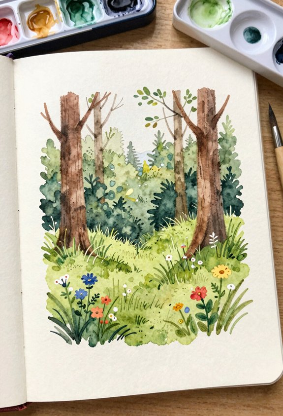 wildflowers sway in grass
